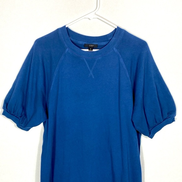 J Crew Puff Sleeve Sweatshirt Dress Blue Size Medium - Picture 8 of 13